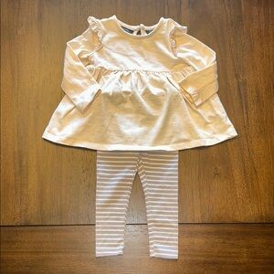 Cream Top with Striped Leggings